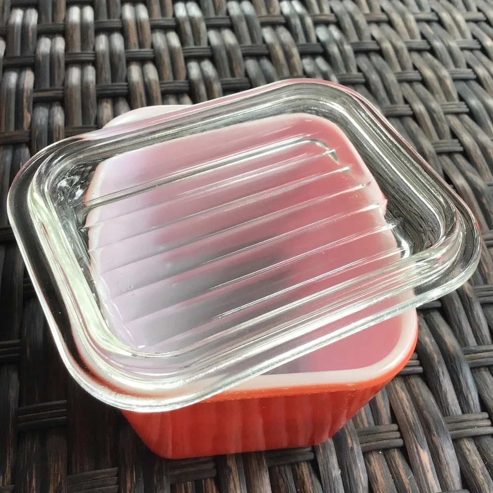Pyrex Vintage Refrigerator Dish with Lid Primary Red